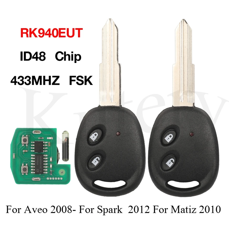 Jingyuqin 2 tlačidlá Klávesy Ovládanie FOB 433NHz FSK ID48 Čipový diaľkový automobil Kľúč RK940EUT pre Chevrolet Aveo Daewoo Spark Matiz