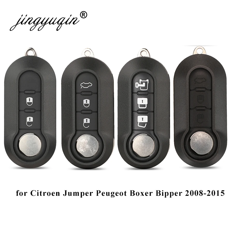 Jingyuqin 3 Button Diaľkové sklopné sklopné kľúče FOB FOB pre Citroen Jumper Nemo Fit Peugeot Boxer Bipper 2008-2015 Výmena puzdra