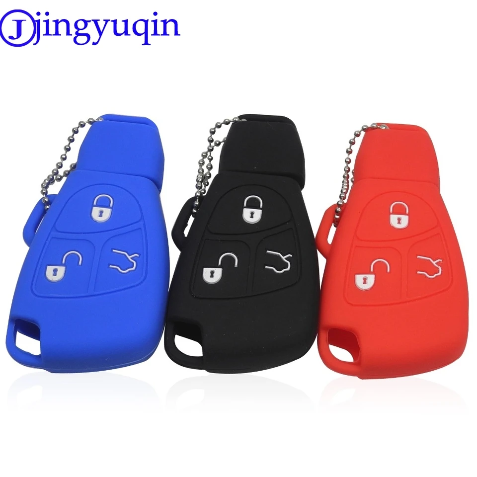 Jingyuqin 3 Button Silikone Silikone Diaľkový kľúč pre Mercedes pre Benz BCE ML S CLK CL FOB Držiak držiteľa kľúča bezkľúčový