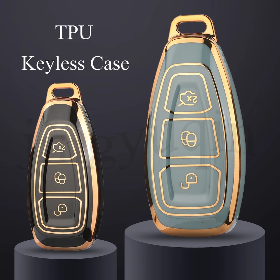 Jingyuqin 3 tlačidlá Soft TPU Car Key Case FOB pre Ford Ecosport Kuga St C-Max B-Max Focus 3 4 Mondeo Mk3 Mk4 Fiesta