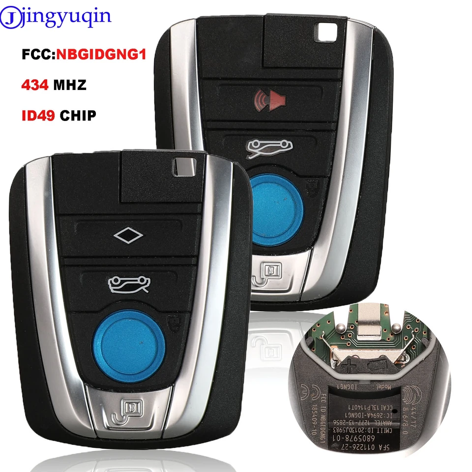 Jingyuqin 4B Diaľkové ovládacie vozidlo Kľúč FOB 434MHz ID46 pre BMW I3 I8 Smart Key FCC: NBGIDGNG1