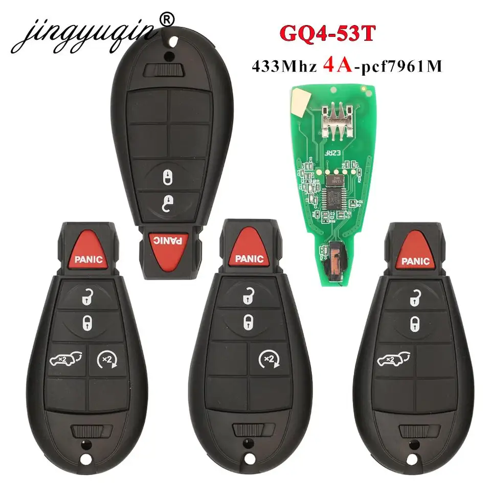 Jingyuqin GQ4-53T 433MHz 4A Chip Fobik Remote Car Key FOB pre Dodge Ram Jeep Cherokee Sport KL Chrysler Town & Country 2014+