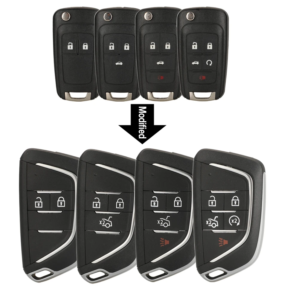 Jingyuqin modifikovaný vzdialený inteligentný automobil pre kľúče pre kľúč pre Chevrolet Cruze Epica Lova Camaro Impala 2 3 4 5 Button Hu100 Blade