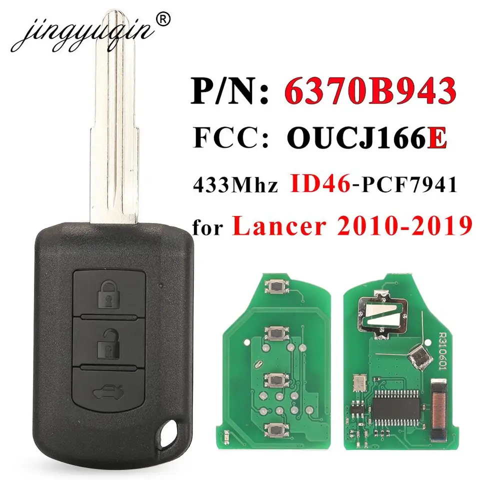 Jingyuqin P/N: 6370B943 FOB 3 tlačidlá pre roky 2010-2019 Mitsubishi Lancer L200 433MHz ID46 CAR ROZDELENÉ OVER
