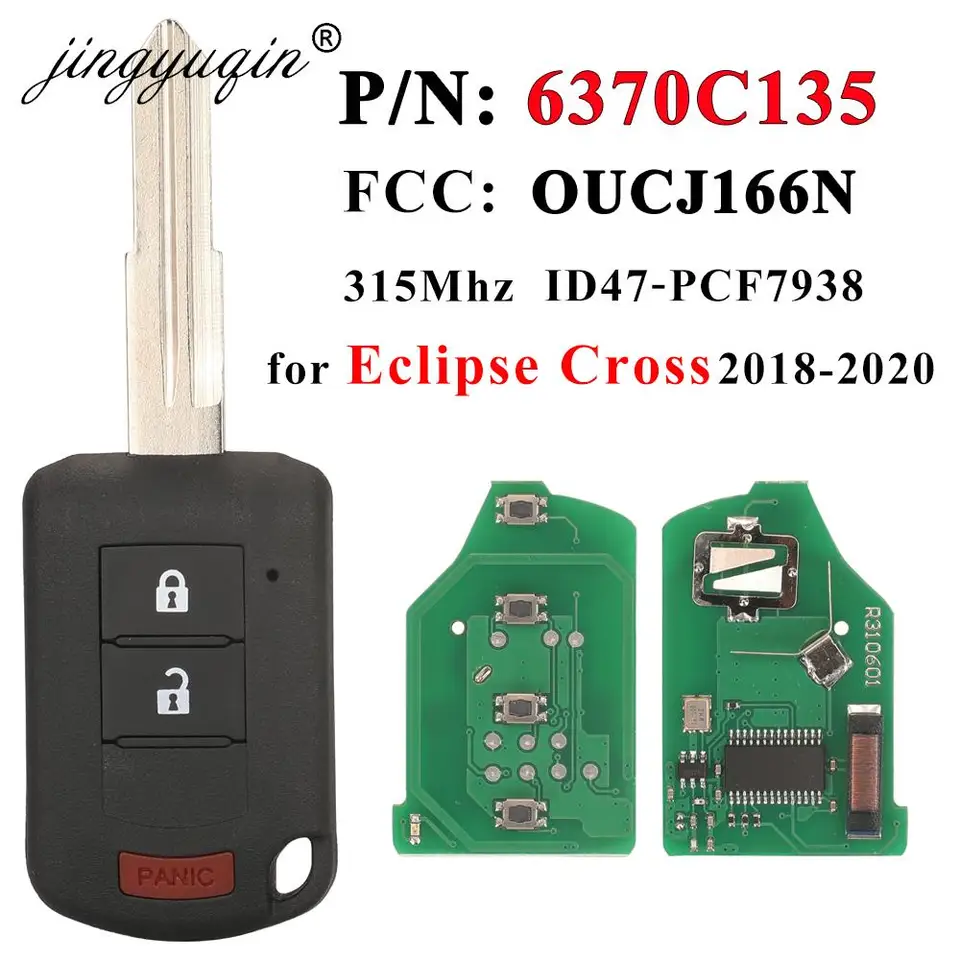 Jingyuqin P/N: 6370C135 Diaľkový automat Key FOB 315MHz ID47 2+1Button pre Mitsubishi Eclipse Cross 2018 2019 2020 OUCJ166N 850G-J116N