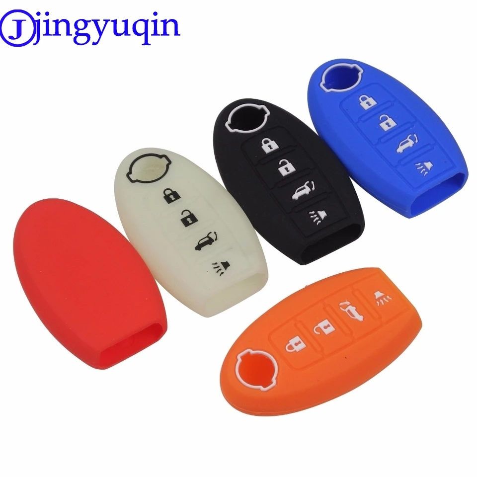 Jingyuqin Remote 4 Buttons Silikone Auta Key Cover pre Nissan Maxima Altima Versa Sentra Sunny Sylphy Teana Qashqai X-Trail Juke