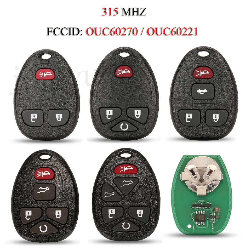 Jingyuqin Remote Smart Car Key pre Buick Chevrolet Cadillac GMC Suzuki 3/4/5/6 Buttons 315MHz OUC60270/OUC60221