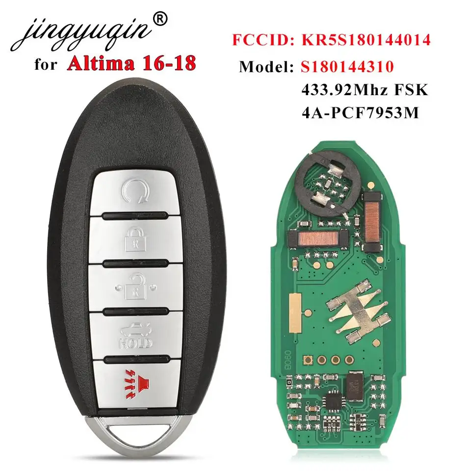 Jingyuqin S180144310 Smart Car Key FOB 433MHz 4a PCF7953M pre Nissan Altima Teana Maxima 2016-2018 KR5S180144014