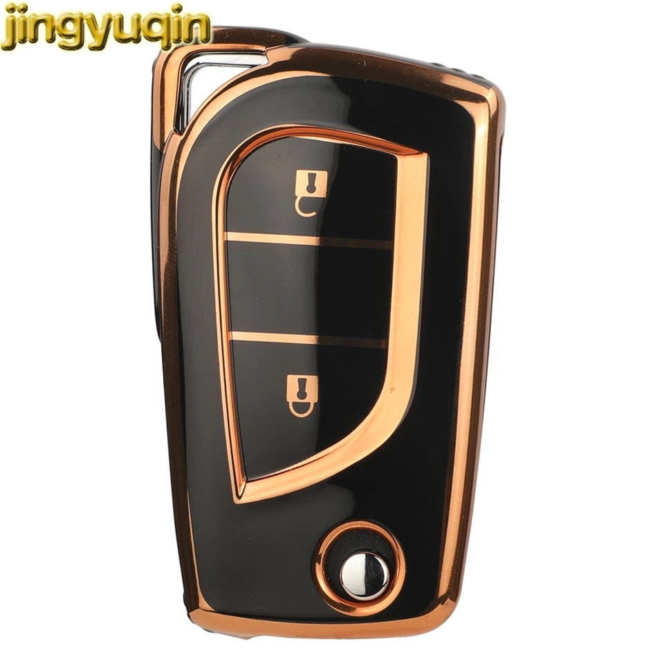 Jingyuqin TPU Flip Demander Car Key Case pre Toyota Levin Camry Reiz Highlander Corolla 2/3 tlačidlá