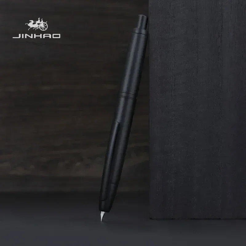 Jinhao 10 stiahnuteľný fontánový pera Ef f Metal Matte Black Press Písanie atramentové pero s prevodníkom školské kancelárske potreby kancelárske potreby