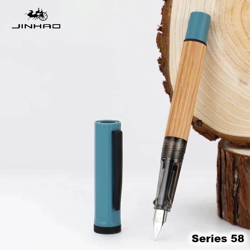 Jinhao 58 Drevené fontánske pero s klipom Elegantné luxusné písanie kaligrafie F EF Nib Ink Pens Office School Dodávky