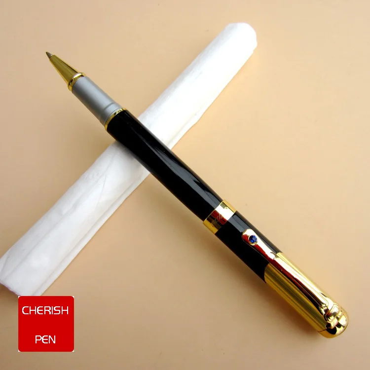 Jinhao 9009 Čierne a zlaté klipy Rollerball Peny Luxusné diamantové guľôčkové pero s 0,7 mm doplňujúce perá na písanie bezplatnej dopravy