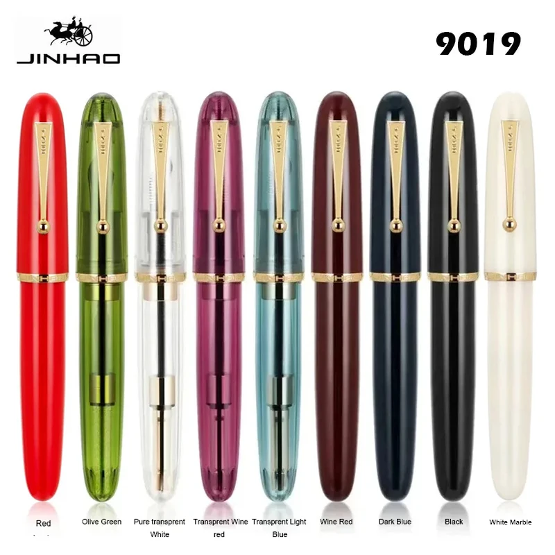 Jinhao 9019 Fountain Pen Transparentné farebné živice Luxusné perá 0,38/0,5/0,7 mm extra jemné NIB kancelárske spotrebný materiál kancelárske potreby