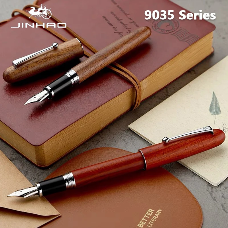 Jinhao 9035 Drevené fontánové pero Luxusné stĺpske perá EF/f/M jemné hrot
