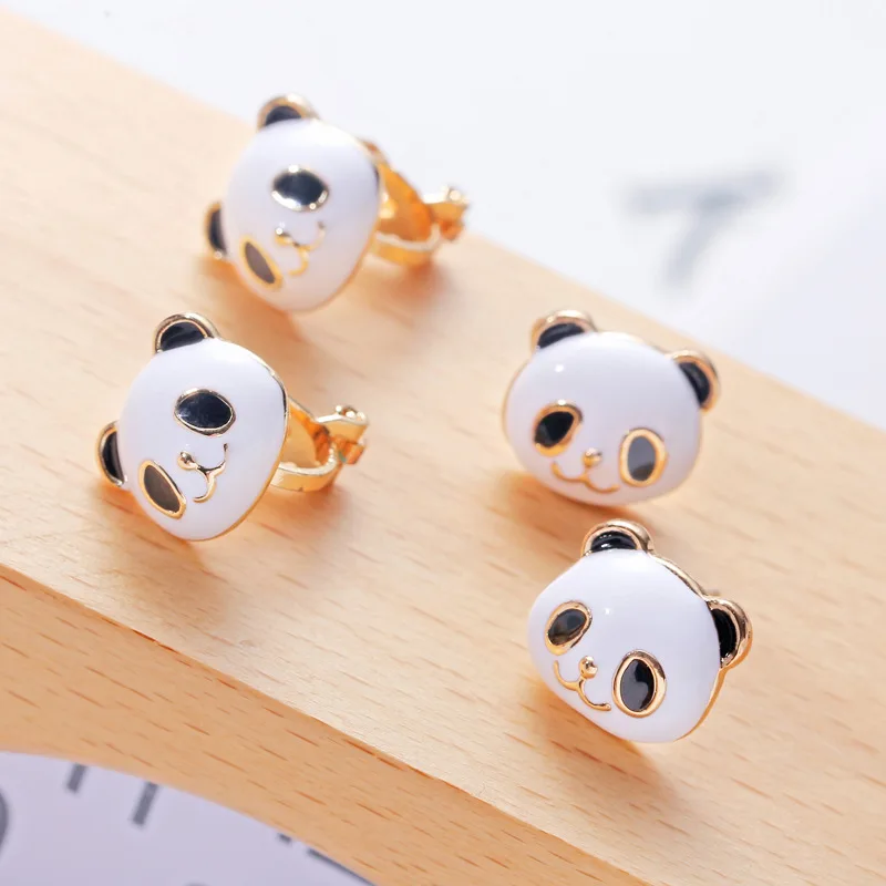 Jiofree Korea Style Cartoon Panda Clip na náušnicia