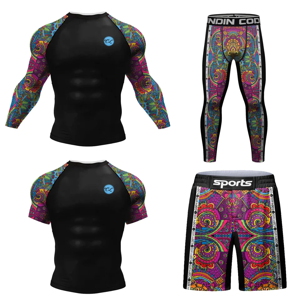 Jiu Jitsu Rashguard Kit MMA tričko +nohavice súpravy muži boxerský brazílsky zápas Bjj Rash Guard Sport Suck Gym Muay Thai Clothing