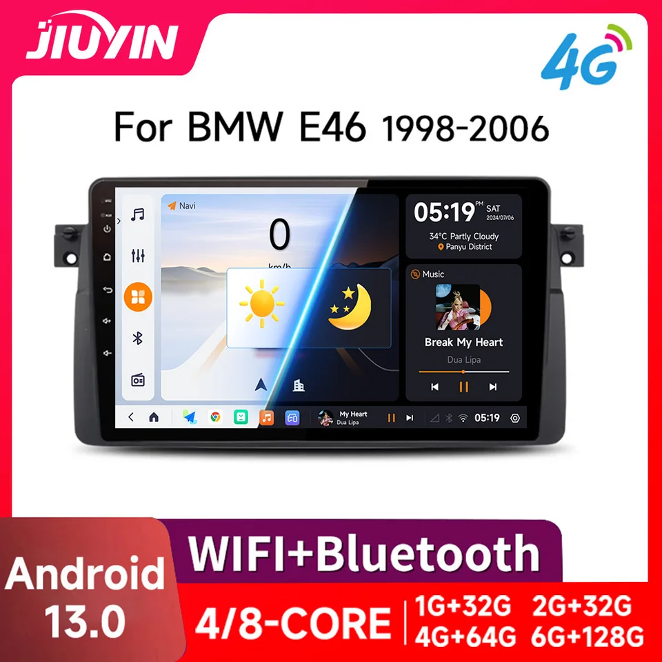 Jiuyin Android 13 pre BMW E46 M3 318/320/325/330/335 1998-2006 Automobilie Multimedia Video Player CarPlay Auto GPS navigácia