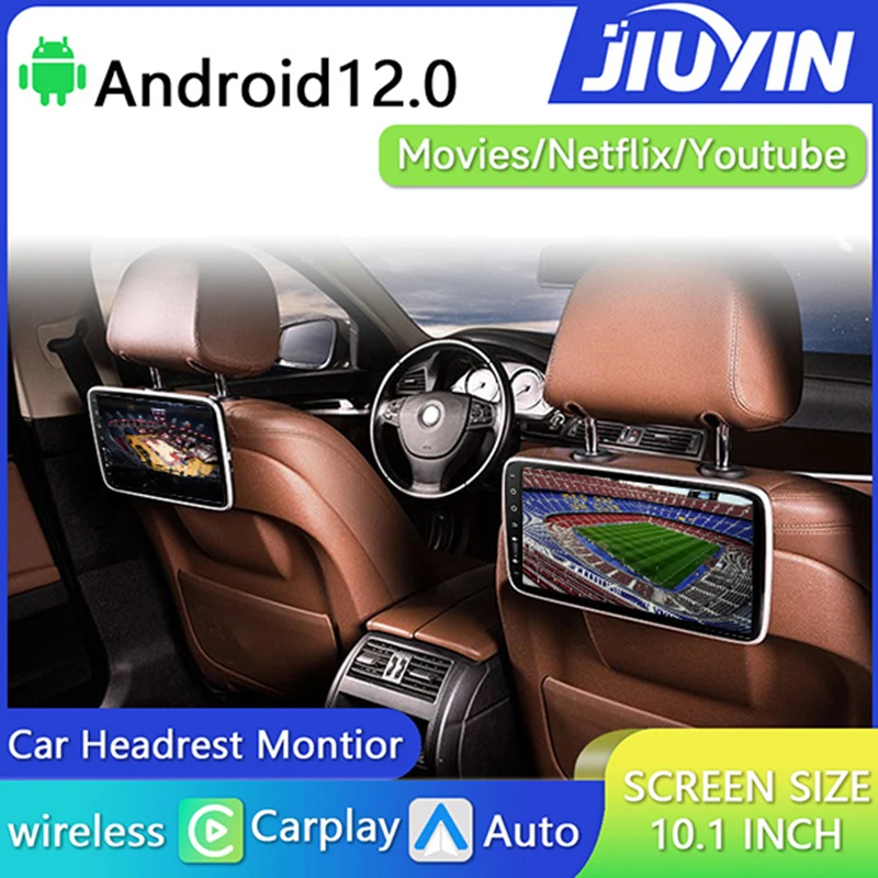 Jiuyin Nový monitor hlavy Zobrazenie IPS Android Tablet dotyk pre dotykovú obrazovku pre auto prehrávač sedadiel Video hudba Bluetooth Airplay HDMI