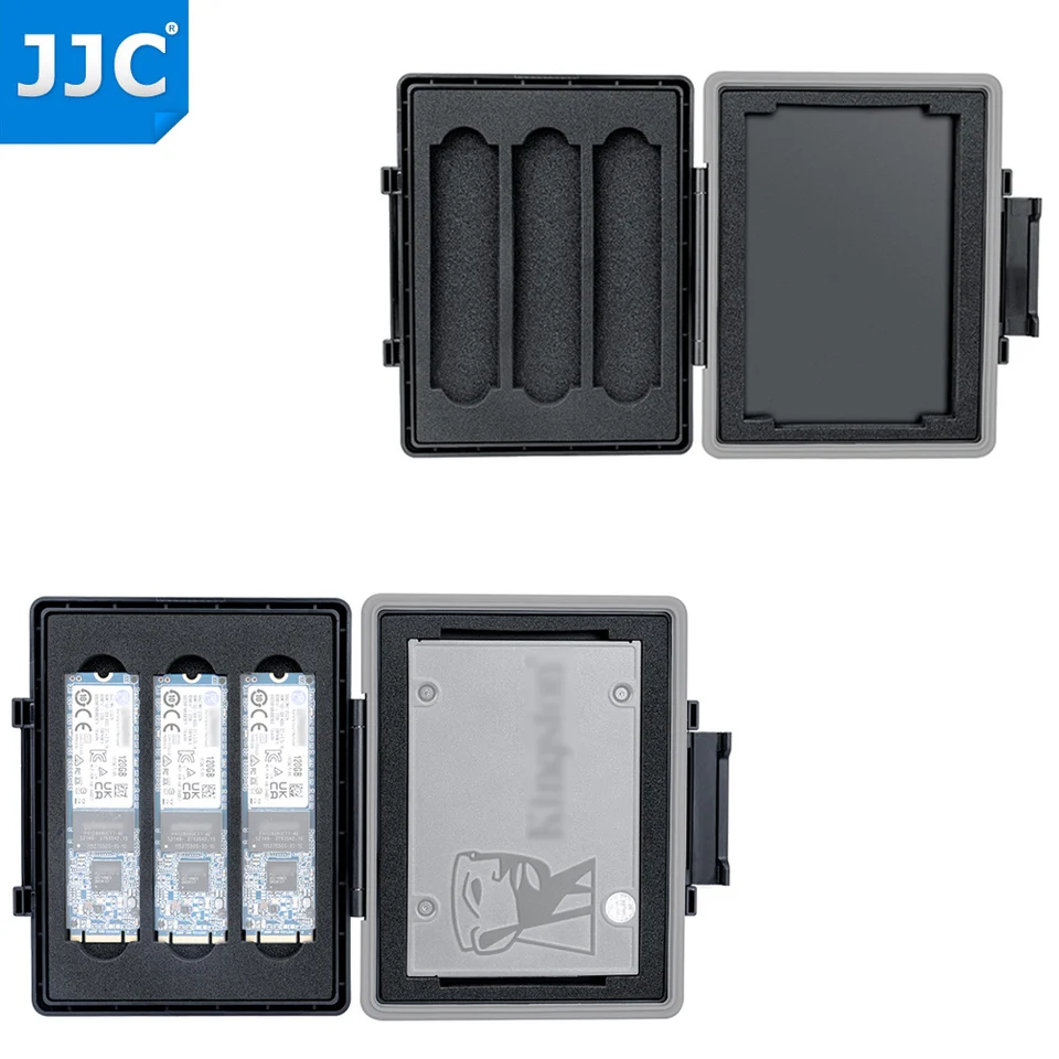 JJC 4 Slots Compakt SSD Case Storage Box Organizátor pre 3 m.2 NVME 2280 + 1 2.5 
