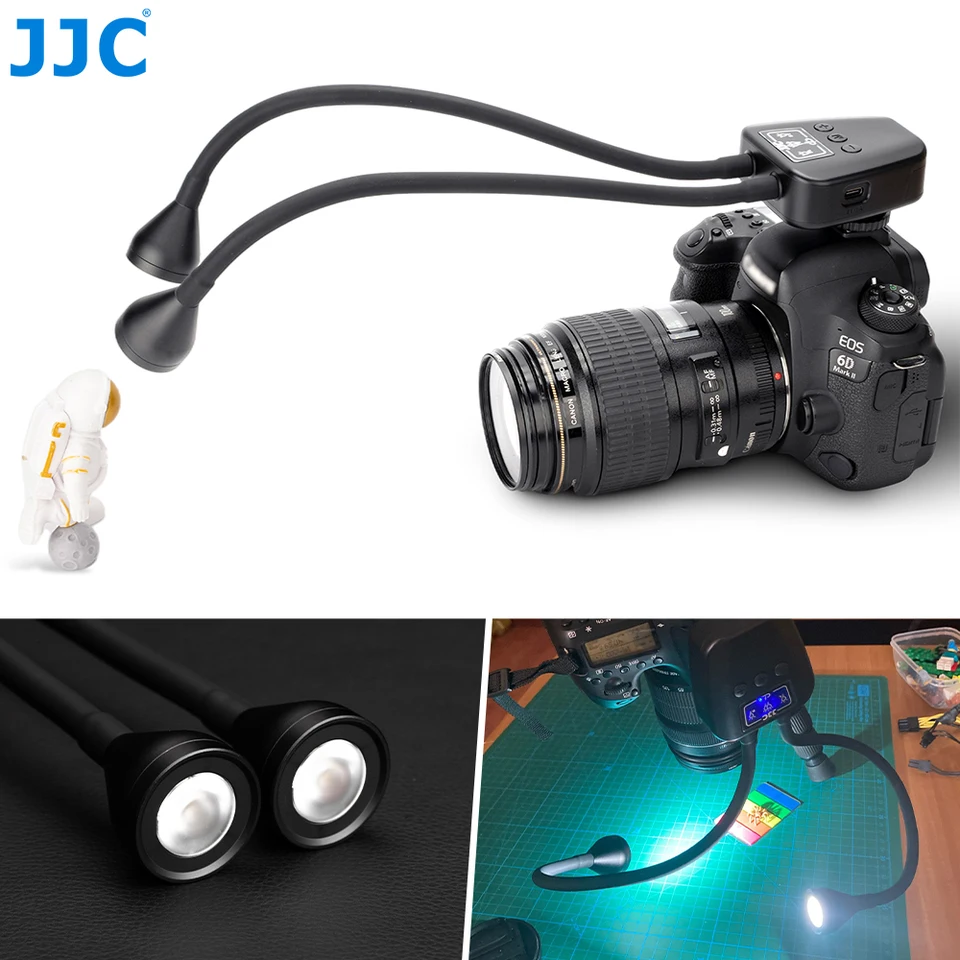 JJC Makro LED ARM LIGHT FLASE LILLECTION s 600 mAh BUIT-in batéria 10-stupňový nastaviteľným svetlom pre makro detailné fotografovanie