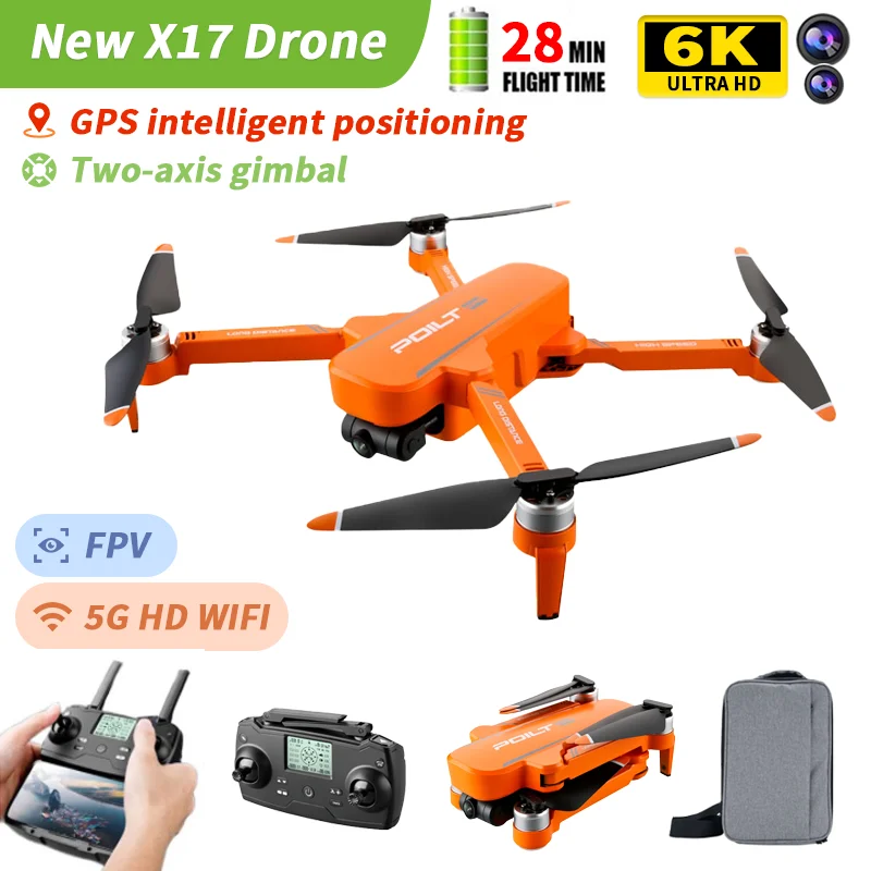 JJRC nový X17 Professional 6k HD Dron Brushless Motor 5G 2-os Gimbal Dron GPS Optický tok polohy FPV UAV RC