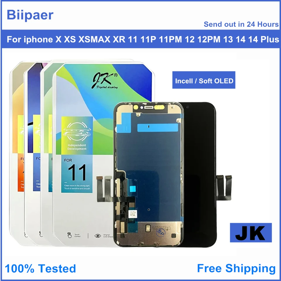 JK Incell OLED LCD Pantalla Display pre iPhonex XS LCD DIGITIZERIZER DIGITIZER дисплей pre iPhone x xsmax 11 Pro 12 Pro 13 14 14 14Plus