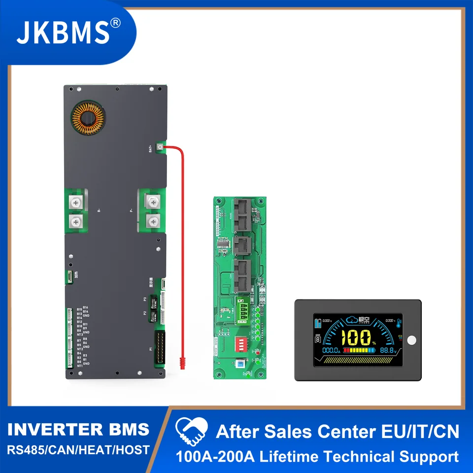JKBMS Inverter Smart BMS 8S 16S 24V 48V 8S-16S 100A 150A 200A 200A Skladovanie energie LifePo4/Li-Ion/LTO pre menič GRASTATT DEYE