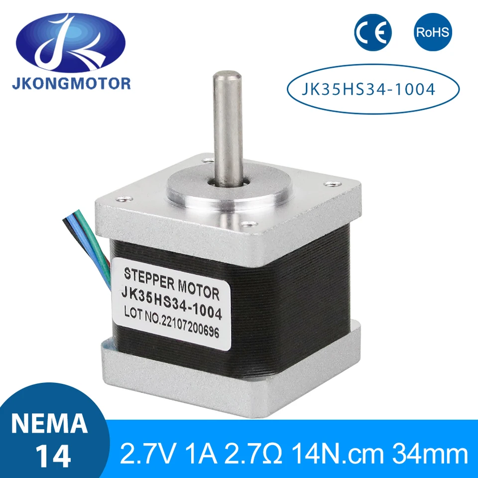 JKongMotor NEMA 14 Krokový motor 14ncm 1A 4-vedený 34 mm NEMA14 BIPOLAR 1,8DEG Krokový motor pre 3D tlačiareň CNC robot