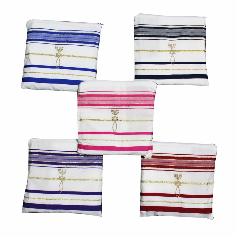 JKring Jedaica Tallit Shawl Izrael Talit Scarf s talis taškou Polyester Wraps modlitba 50x180cm