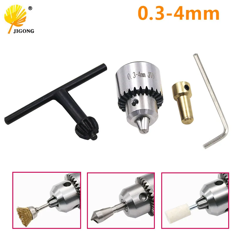 Jlgong vŕtačka Chucks upína sa 0,3-4 mm JT0 Touper namontovaná vŕtačka skľučovadla s skľučovadlom 3,17 mm mosadzný mini elektrický hriadeľ motora