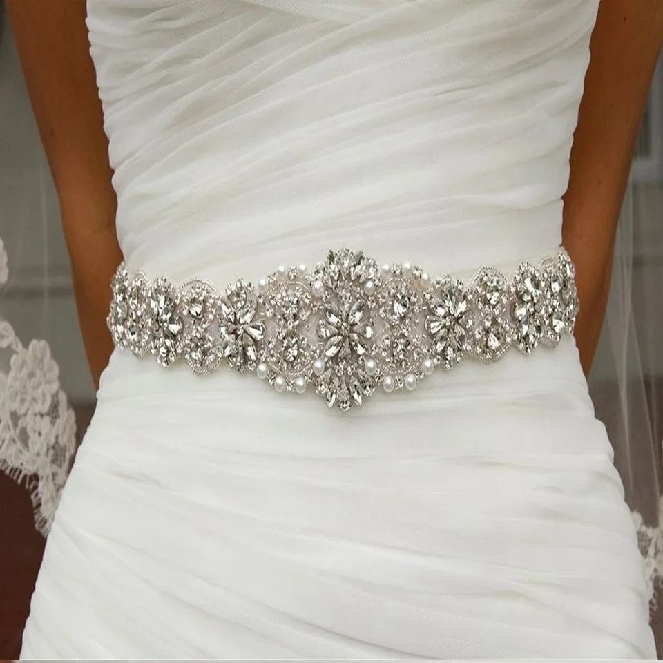 Jlzxsy kvetinový štýl Svadobný pás svadobný pás Crystal Shinestone šaty shash ples sash svadobné doplnky