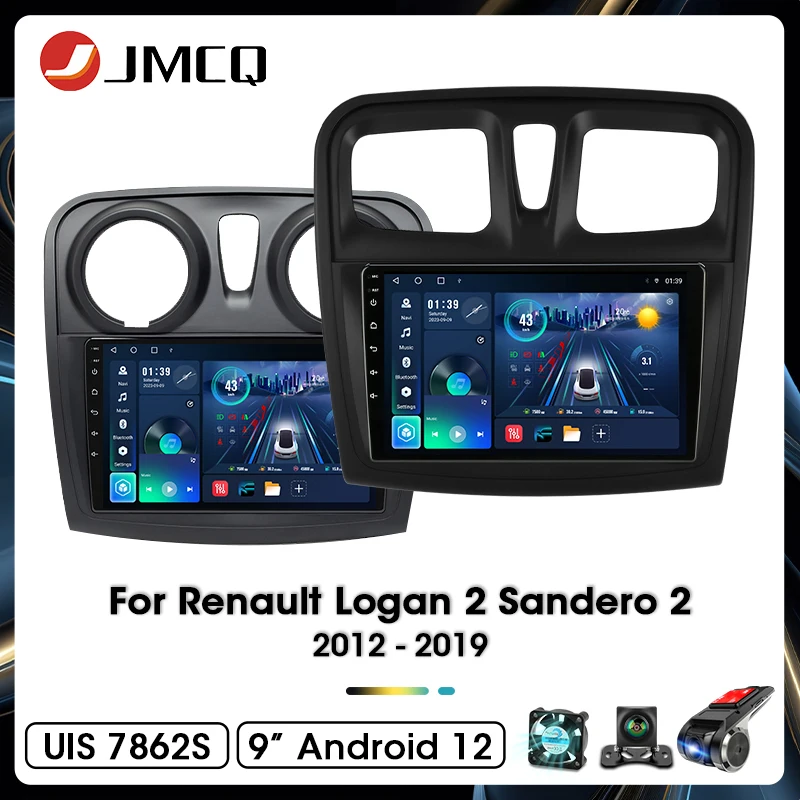 JMCQ 2DIN Android 12 DSP Car Radio Multimidia Video Player pre Renault Logan 2 Sandero 2 2012-2019 Navigation GPS CarPlay Auto