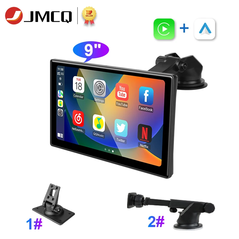 JMCQ 9 palcový CarPlay Car Smart Screen Multimedia Video Player Wireless CarPlay Android Auto Car Radio pre Apple alebo Android Stereo