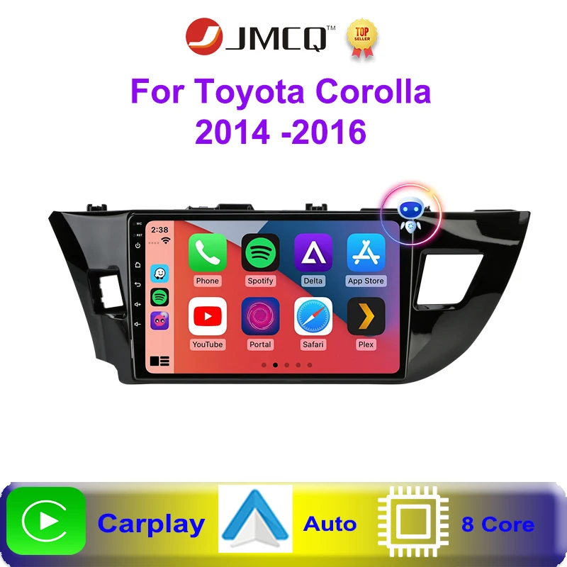 JMCQ Android 12 2 DIN 4G Car Stereo Radio pre Toyota Corolla RALINK 2014 -2016 Multimediálny video prehrávač CarPlay GPS WiFi RDS DSP DSP
