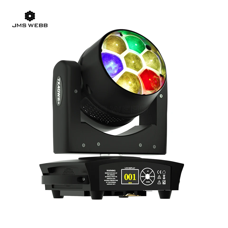 JMS Webb LED Zoom & Beam & Wash Bees Eyes 7x40W RGBW Moving Head Lighting RDM pre Disco Night Club Fiesta Stage