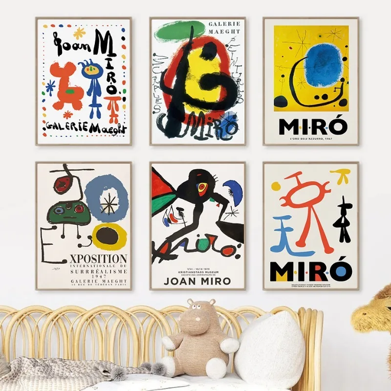 Joan Miro Galerie Maeght Exposition Surrealizmus poster Tlač Dekoratívne plátno maľba obývacia izba spálňa nástenné umenie domáci deko