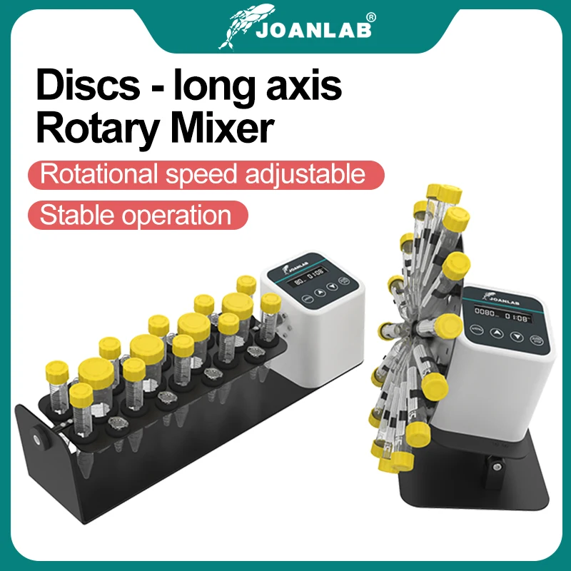 Joanlab dlhá os rotačný mixér 1,5/2/15/50 ml krvného mixéra 360 ° Disk Tilt Type Mixer Shaker Laboratórne vybavenie 20 ~ 80 ot./min.