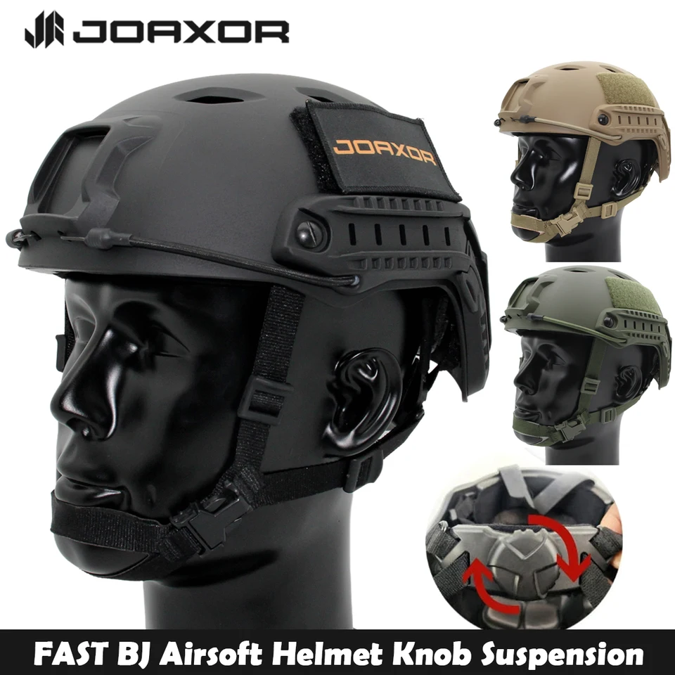 Joaxor Fast BJ Tactical Airsoft prilba nastaviteľná gombík štvorcový a bočná koľajnica vonkajšie paintball Shootbal Ochranné vybavenie