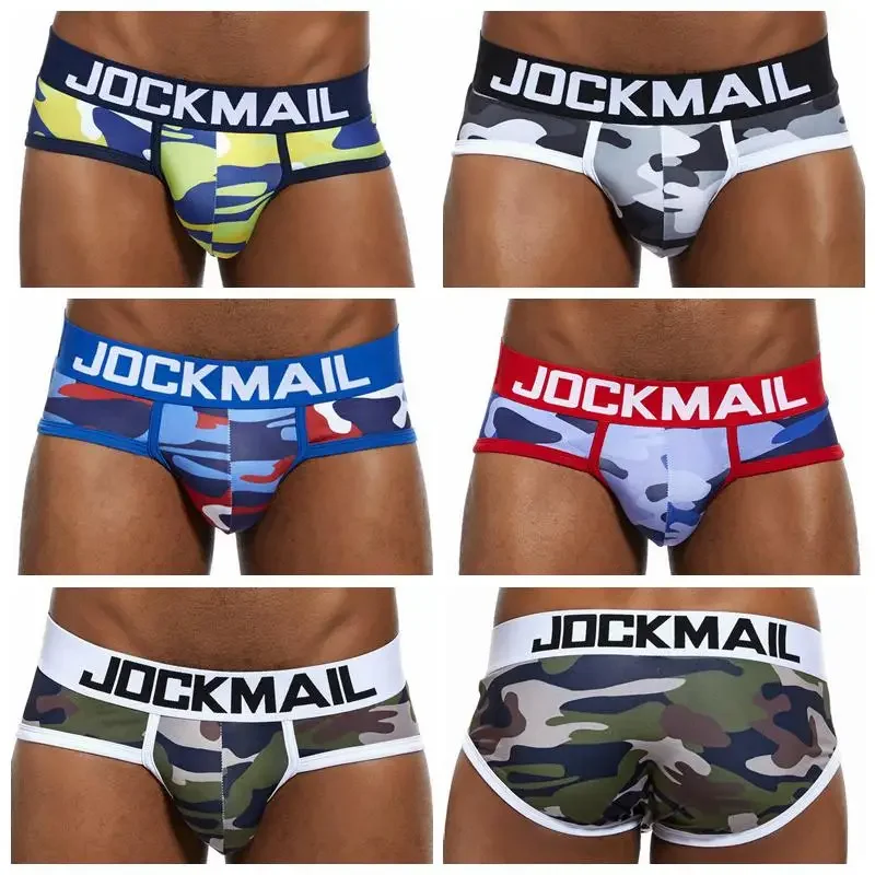 Jockmail Brand Camouflage Printed Men Underwear Cueca Masculina Sexy U konvexné mužské nohavičky