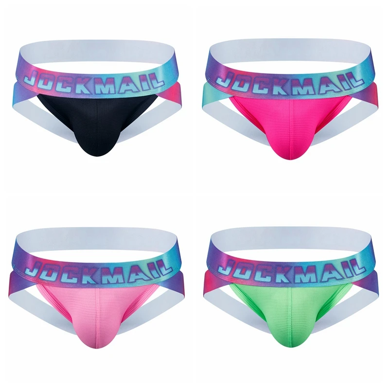 Jockmail Men Sexy spodná bielizeň bedrový výťah vlečie sexy s nízkym pásom kravata s farbením mládež mládež Sissy bikini nohavičky