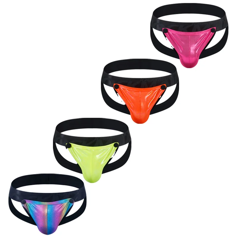 Jockmail Sexy spodná bielizeň pre mužov tangá nový laser šumivý sexy gay jockstrap balenia vysoko kvalitné nylonové bikiny brazílske brazílske sklz
