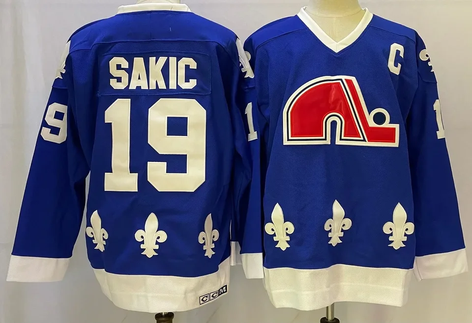 Joe Sakic Jersey Quebec Ice Hockey Jersey 19 Old Team Retro Classic Sweater Šší čísla