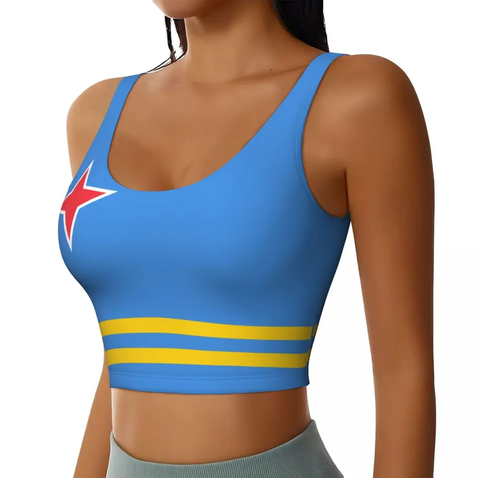 Joga vesta Ženy v telocvični športové plodiny Tops Vlajka Aruba Streetwear Workout priedušná nádrž