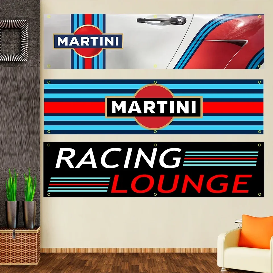 Johninbanner 2x8 FTS Martinis Super Racing Car Polyester Banner Garage alebo Outdoor pre dekoráciu vlajku