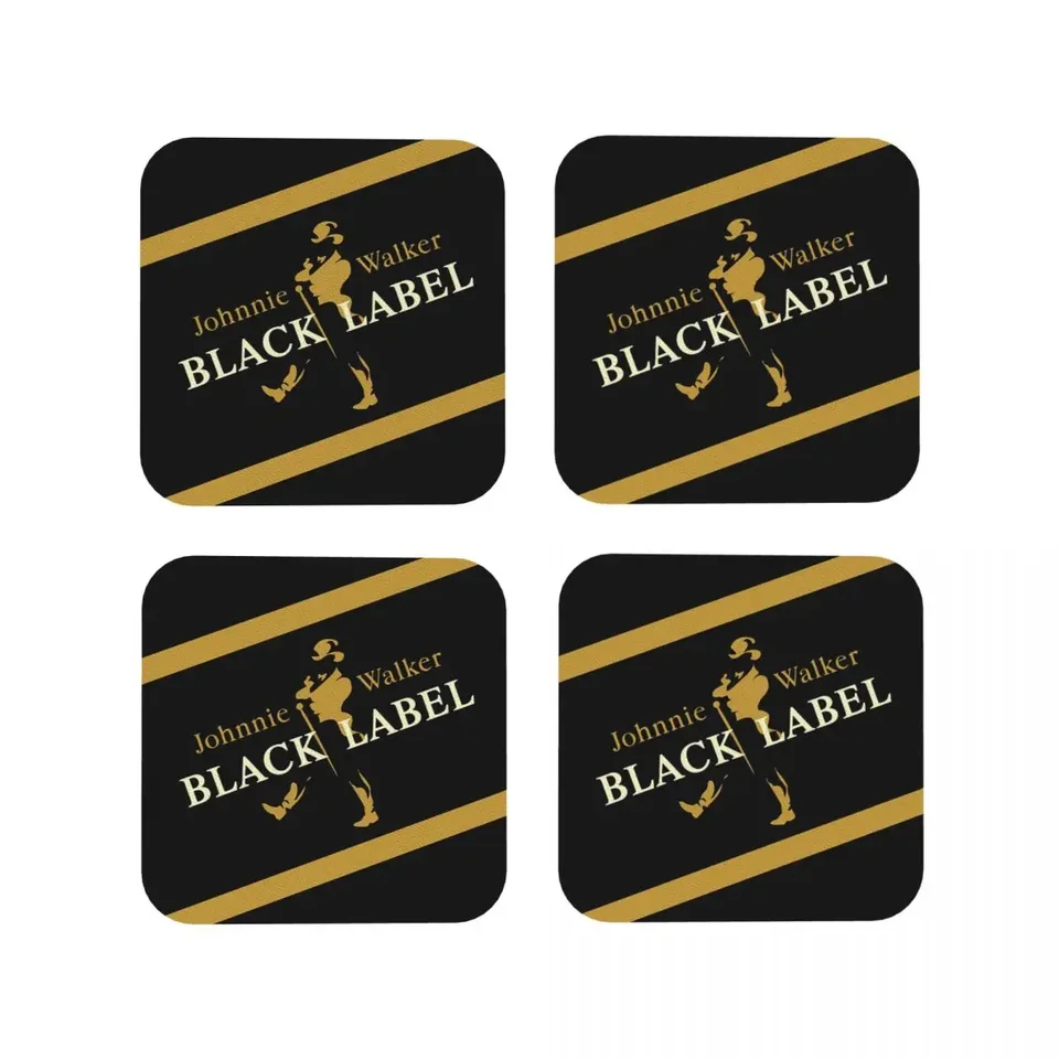 Johnnie Walker Coasters Coffee Mats Sada 4 prestieraných hmlových stolov a doplnkových podložiek pre domácu kuchyňu