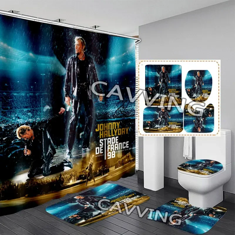 Johnny Hallyday 3D sprchové záclony Vodotesné kúpeľňové záclony proti šmykľavej kúpeľne sada toaletných kobercov koberce koberec Domáca dekor H02