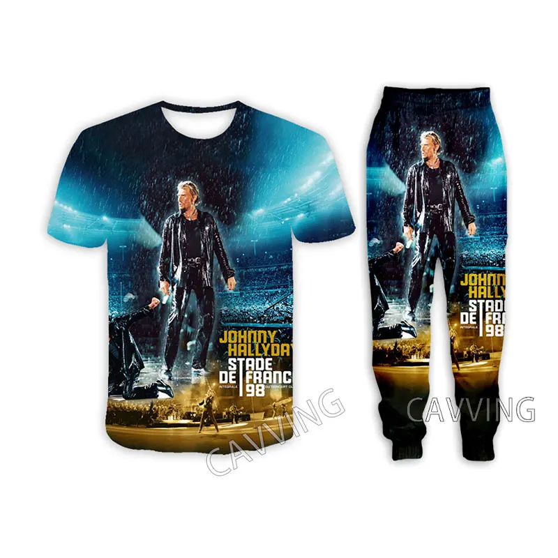 Johnny Hallyday 3D tlačené príležitostné tričko + nohavice joggingové nohavice oblečené oblečenie Ženy/ pánske súpravy oblečenie H02