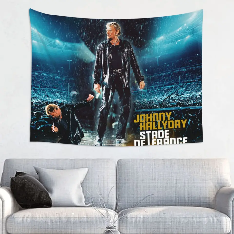 Johnny Hallyday tapisérie hippie tkanina Wall Wall Hudobná izba dekor pláž Mat Psychedelic Wall gobestry