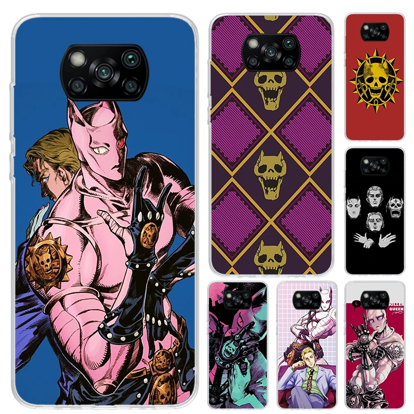 Jojo Adventure Killer Queen Puzdro pre Xiaomi Poco x6 x5 x4 x3 NFC F6 F5 F4 GT F3 F2 Pro F1 M5S M4 M3 5G Soft Soft Funda Print SH