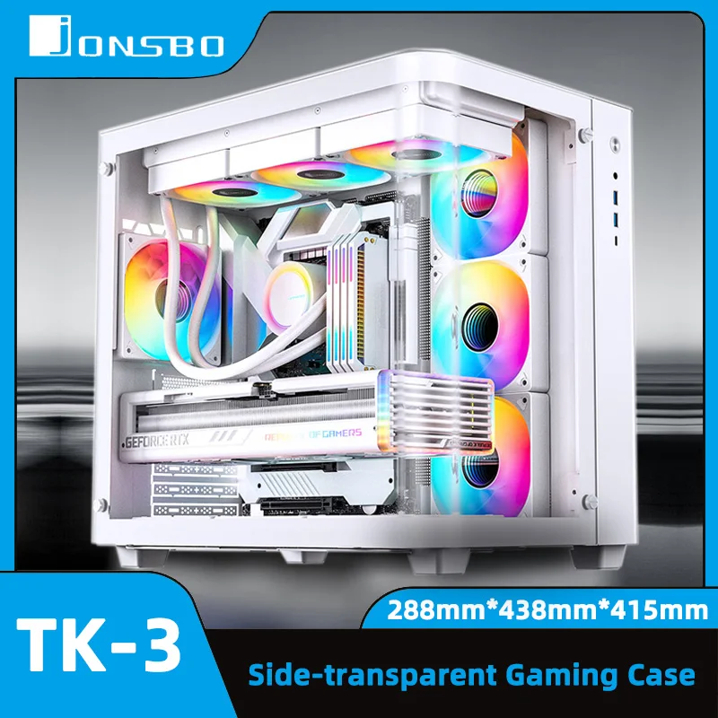 JONSBO TK-3 ITX/M-ATX/CACE Curved Sea View Room ATX Power podvozok PC PC Gamer Cabinet Podporuje duálne 360 ​​vodné chladič PC puzdro